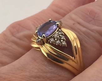 14kt diamond, tanzanite ring