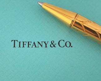 Tiffany and Co. 925 Vermeil "Wheat Leaf" ball point pen in original box