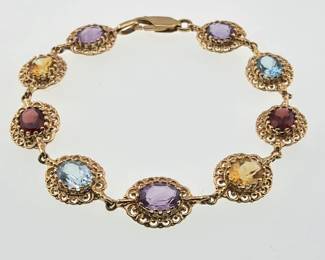 14kt multi gemstone bracelet