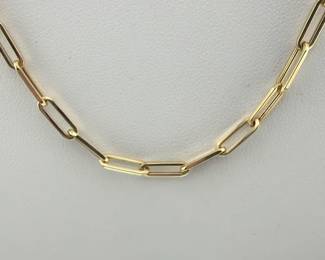 14kt yellow gold paper clip chain necklace
