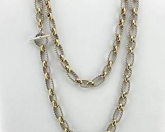 David Yurman 1/4 18kt and sterling cushion link necklace