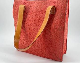 Pink suede monogrammed Celine tote bag