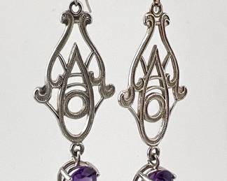 14kt white gold dangle earrings; approx. 2 ctw. each