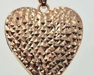 14kt textured gold heart locket pendant