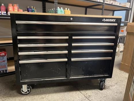 Husky Tool Storage 46 in. W Gloss Black Mobile Workbench Cabinet