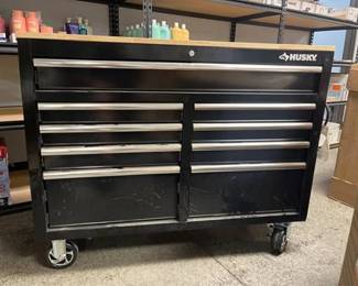 Husky Tool Storage 46 in. W Gloss Black Mobile Workbench Cabinet