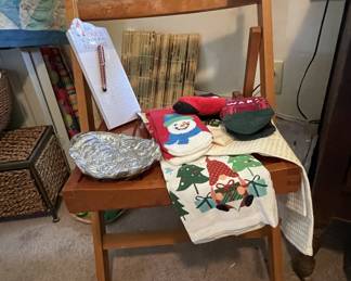 1 of 2 wooden folding chairs