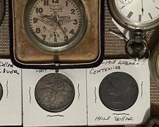 Pocket watches, coins