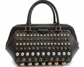 Marc By Marc Jacobs Women's Satchel Top Handle Bag Black Studded Leather