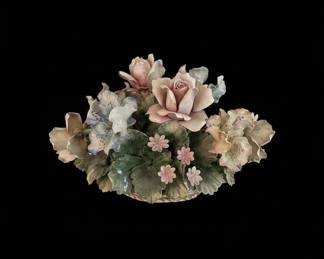 Capodimonte Porcelain Floral Basket