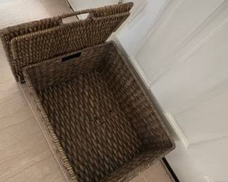 Woven Rectangular Storage Trunk with Lid