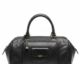 Tod's Black Leather Satchel Handbag with Padlock Charm