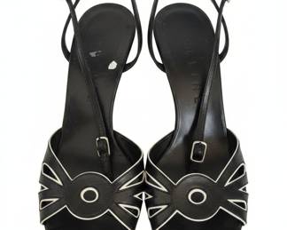 Celine Black Leather Owl Motif Sandals