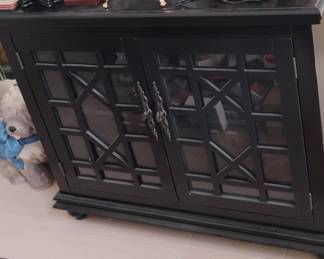 Martin Svensson Home Black Two-Door Cabinet with Decorative Glass Panes