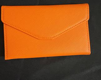Orange Faux Leather Travel Wallet Organizer