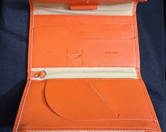 Orange Faux Leather Travel Wallet Organizer