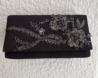 Oliver Tolentino Black Beaded Clutch 