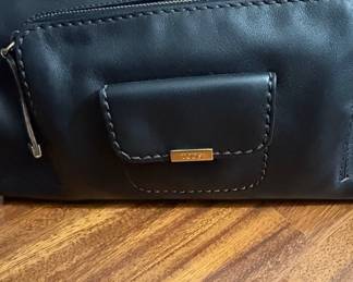 Tod's Black Leather Satchel Handbag with Padlock Charm