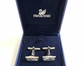 Swarovski Crystal Rectangular Cufflinks with Original Box