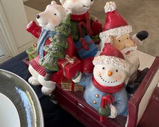 Christmas Truck with Santa, Snowman, and Polar Bear Figurine