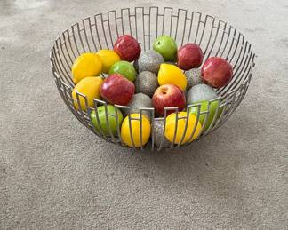 Modern Wire Fruit Bowl with Faux Fruit
