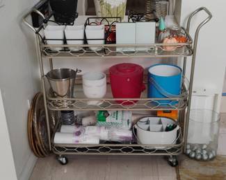 Metal Bar Cart with Accessories