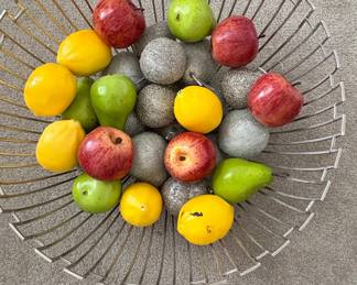 Modern Wire Fruit Bowl with Faux Fruit