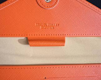 Orange Faux Leather Travel Wallet Organizer