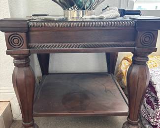 Ashley Furniture Mantera Dark Brown End Table with Glass Top