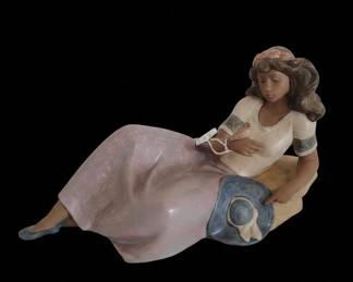 Nao by Lladro Girl Listening to Bird Figurine