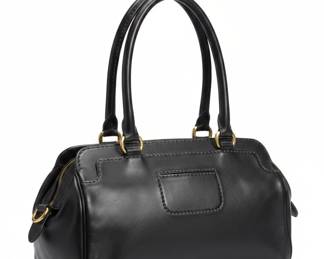 Tod's Black Leather Satchel Handbag with Padlock Charm