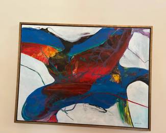 #63	Abstract Art of J Bowne - 1999 Signed Acrylic Framed - 42x32	 $150.00 