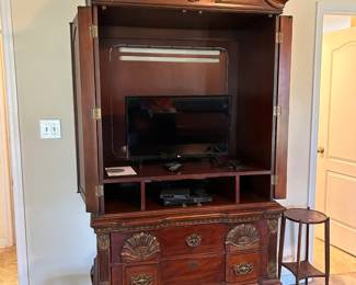 #87	Wood Armoire w/2 drawers w/curved Front and Flip-Side Doors and cubbies - 41x23x7'Tall	 $75.00 