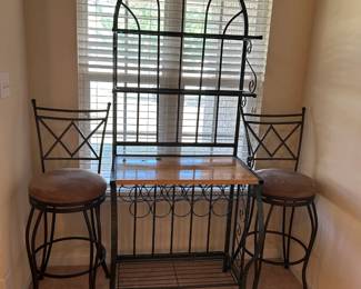 #19	2 swivel metal chairs 30" seat height 	 $30.00 
