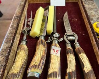 #93	1950s W. Williams Solingen Germany Antler Knives & Forks - 4 pc Set	 $50.00 