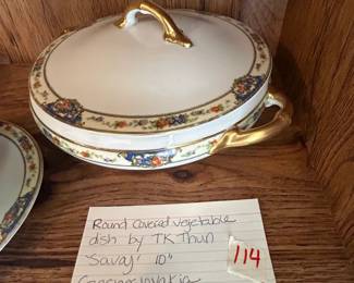 #114	Round Covered Vegetable Dish by TK Thun Savay 10" Czechoslovakia	 $20.00 