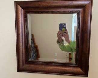 #31	Wood Beveled Framed Mirror - 17.5 square	 $30.00 