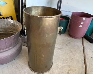 #133	Tall Brass Umbrella Stand w/handles - 8.5x18	 $30.00 