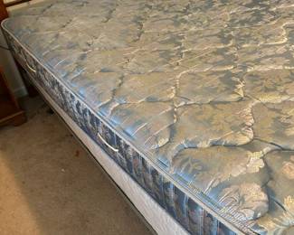#6	Iron and wood full size bed frame 	 $125.00    #7	Blue full size mattress and box springs	 $75.00 