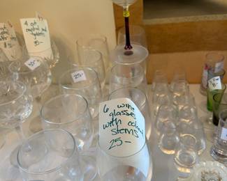 #49	Set of 6 Wine Glasses with Colored Stems	 $25.00 