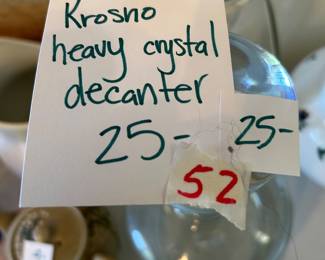 #52	Krosno Heavy Crystal Decanter	 $25.00 