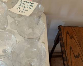 #75	Cambridge Rose Point Set of 5 Tall Wine Glasses	 $45.00 