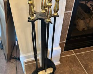 #23	Brass Fireplace tools 5 pc 	 $30.00 