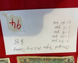 #94	Occupied Japan Military Currency	 $45.00 