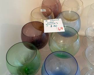 #69	Set of 8 Colored Wine Glasses 	 $40.00 