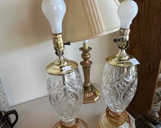 #118	Pair of Crystal Lamps - no shade - 39" tall	 $45.00 