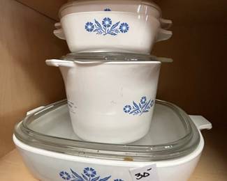 #100	Set of 7 pc Blue Cornflower Corning Ware	 $30.00 
