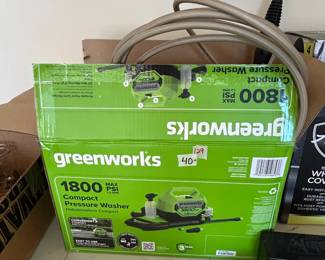 #129	Greenworks 1800 PSI Compact Pressure Washer 	 $40.00 