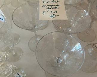 #73	Cambridge Rose Point Champagne Glasses - Set of 5	 $40.00 