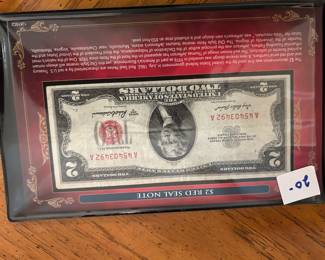 #58	Red Seal 1953-  5 dollar and 2 dollar Bill in Case	 $20.00 